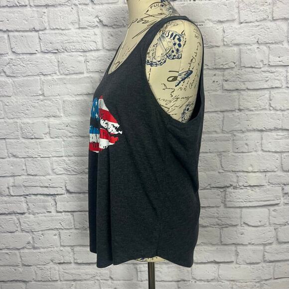 Cold Crush Gray Tank Top with American Flag Lips - XL - Picture 5 of 6